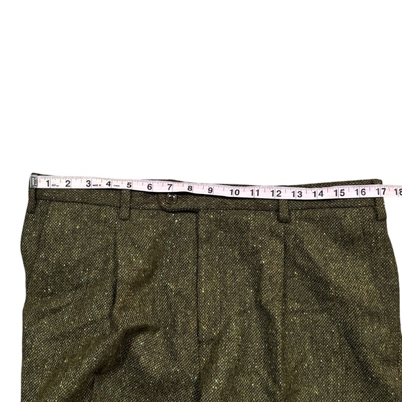 Peter Christian John Hanly Tweed Wool Green Pleated Pants Mens 36 - Picture 8 of 8